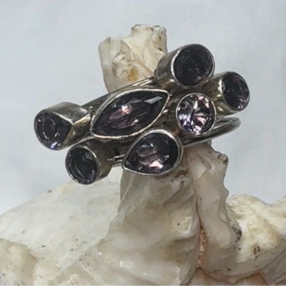 Sparkly Purple Topaz multi-gem handcrafted ring - Picture 2 of 8